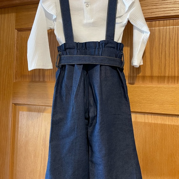 Dark denim suspender jumpsuit - Picture 3 of 4